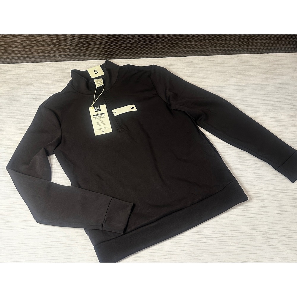 Member's Mark Mens Sandwash Quarter Zip Pullover Black Small Moisture Wicking